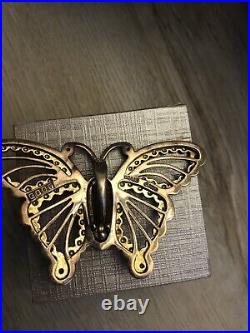 Vintage Butterfly Pendant Brass 925 By Cody Very Rare Estate Lapis Stone