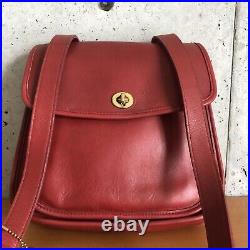 Vintage Coach 9979 Sidepack Red Leather Crossbody Shoulder Bag Very Rare