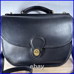 Vintage Coach Sherbourne Black Leather Shoulder Bag 9987 Very Rare Brass