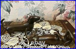 Vintage Dachshund Figurines Solid Brass Very Rare Set From The 1970's