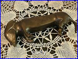 Vintage Dachshund Figurines Solid Brass Very Rare Set From The 1970's