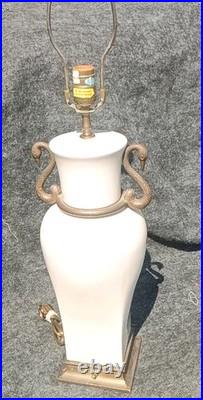 Vintage Empire Style CHAPMAN Brass & PORCELAIN Swan Lamp VERY RARE. GRACEFUL