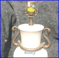 Vintage Empire Style CHAPMAN Brass & PORCELAIN Swan Lamp VERY RARE. GRACEFUL