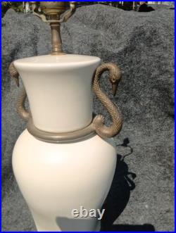 Vintage Empire Style CHAPMAN Brass & PORCELAIN Swan Lamp VERY RARE. GRACEFUL