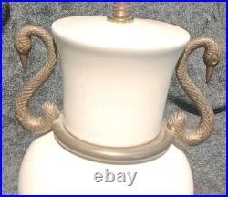 Vintage Empire Style CHAPMAN Brass & PORCELAIN Swan Lamp VERY RARE. GRACEFUL