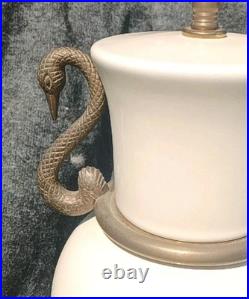 Vintage Empire Style CHAPMAN Brass & PORCELAIN Swan Lamp VERY RARE. GRACEFUL