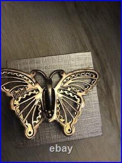 Vintage Estate Butterfly Pendant Brass 925 By Cody Very Rare Lapis Stone
