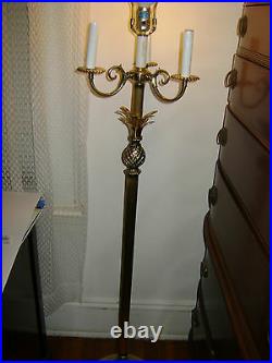 Vintage Floor Lamp 3 Arm 4 Lights Very Rare Pineapple Design Cast Metal Base
