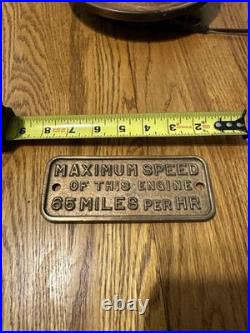 Vintage GN Railroad Steam Locomotive Speed Limit Brass Plate Very Rare