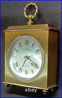 Vintage HAMILTON Alarm Clock Beautiful And Very Rare Brushed Brass Case Working