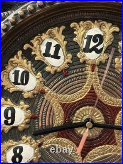 Vintage Heavy Solid Brass Sailboat Desk Mantle Clock. Hand Painted Very RARE