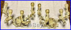Vintage Heavy Solid Bronze/ Brass Electric/Candle Sconces French Style Very Rare