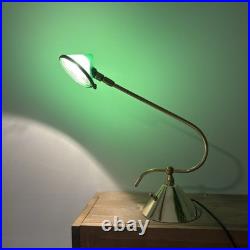 Vintage IKEA 1960 Brass Green Glass Desk Table Lamp MCM Cone Shape VERY RARE