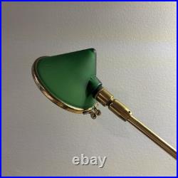 Vintage IKEA 1960 Brass Green Glass Desk Table Lamp MCM Cone Shape VERY RARE