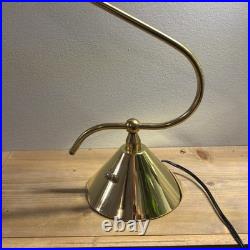 Vintage IKEA 1960 Brass Green Glass Desk Table Lamp MCM Cone Shape VERY RARE