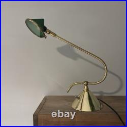 Vintage IKEA 1960 Brass Green Glass Desk Table Lamp MCM Cone Shape VERY RARE