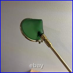 Vintage IKEA 1960 Brass Green Glass Desk Table Lamp MCM Cone Shape VERY RARE