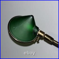 Vintage IKEA 1960 Brass Green Glass Desk Table Lamp MCM Cone Shape VERY RARE