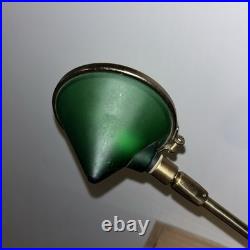 Vintage IKEA 1960 Brass Green Glass Desk Table Lamp MCM Cone Shape VERY RARE