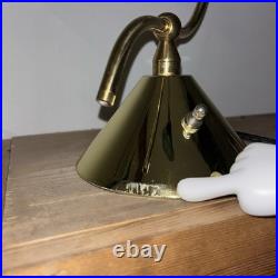 Vintage IKEA 1960 Brass Green Glass Desk Table Lamp MCM Cone Shape VERY RARE