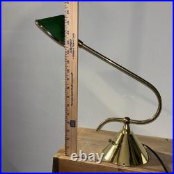 Vintage IKEA 1960 Brass Green Glass Desk Table Lamp MCM Cone Shape VERY RARE