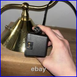 Vintage IKEA 1960 Brass Green Glass Desk Table Lamp MCM Cone Shape VERY RARE
