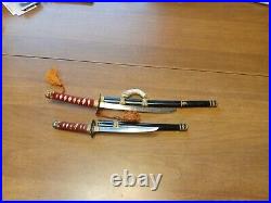 Vintage Japan Made Mini Samurai Sword Set Of 2 Unique Decent Very Rare Sharp Htf