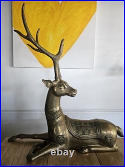 Vintage MCM BRASS DEER Sculpture Figurine 34.25 Tall Very Large Rare Heavy