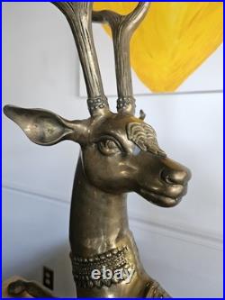 Vintage MCM BRASS DEER Sculpture Figurine 34.25 Tall Very Large Rare Heavy