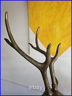 Vintage MCM BRASS DEER Sculpture Figurine 34.25 Tall Very Large Rare Heavy