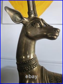 Vintage MCM BRASS DEER Sculpture Figurine 34.25 Tall Very Large Rare Heavy