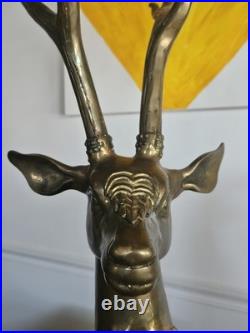Vintage MCM BRASS DEER Sculpture Figurine 34.25 Tall Very Large Rare Heavy