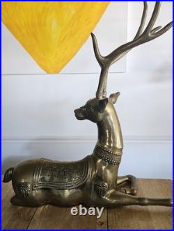 Vintage MCM BRASS DEER Sculpture Figurine 34.25 Tall Very Large Rare Heavy