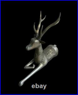 Vintage MCM Brass Deer Sculpture Figurine 34.25 Tall VERY LARGE Rare Heavy Decor