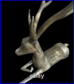 Vintage MCM Brass Deer Sculpture Figurine 34.25 Tall VERY LARGE Rare Heavy Decor