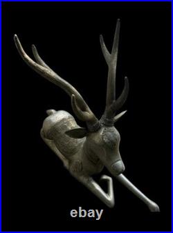 Vintage MCM Brass Deer Sculpture Figurine 34.25 Tall VERY LARGE Rare Heavy Decor