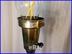 Vintage MID Century Pair Stiffel Brass Ram Horn Table Lamps Very Rare Antique