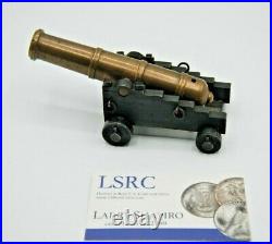Vintage Marine Cannon Brass Rare Abt 5 Inches Heavy Cart Very Cool