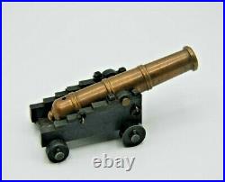 Vintage Marine Cannon Brass Rare Abt 5 Inches Heavy Cart Very Cool