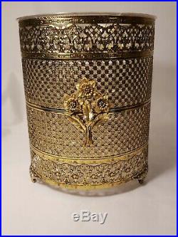Vintage Matson Brass Ormolu Filigree Vanity Set 9 Pieces Very Ornate. RARE FIND