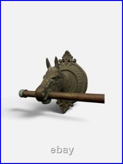 Vintage Midcentury Brass Horse Head Coat Rack With Five Hooks VERY RARE