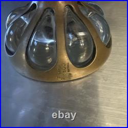 Vintage Nepir Brass & Glass Centerpiece Footed Fruit Bowl Very Rare Portugal
