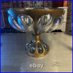 Vintage Nepir Brass and Glass Centerpiece Footed Fruit Bowl Very Rare Portugal