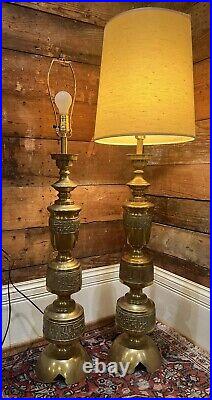 Vintage Pair Of James Mont Asian Inspired MCM Brass Lamps (Very rare)