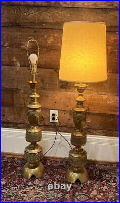 Vintage Pair Of James Mont Asian Inspired MCM Brass Lamps (Very rare)