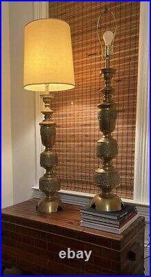 Vintage Pair Of James Mont Asian Inspired MCM Brass Lamps (Very rare)