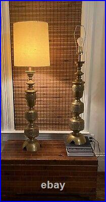 Vintage Pair Of James Mont Asian Inspired MCM Brass Lamps (Very rare)