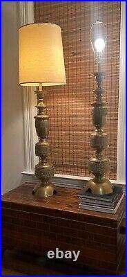 Vintage Pair Of James Mont Asian Inspired MCM Brass Lamps (Very rare)