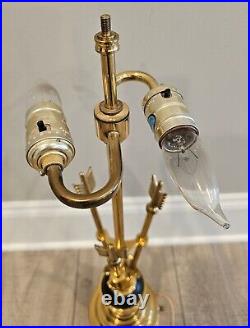 Vintage Polished Brass 3 Arrow Table Lamp Rare Very Nice