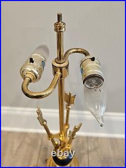 Vintage Polished Brass 3 Arrow Table Lamp Rare Very Nice